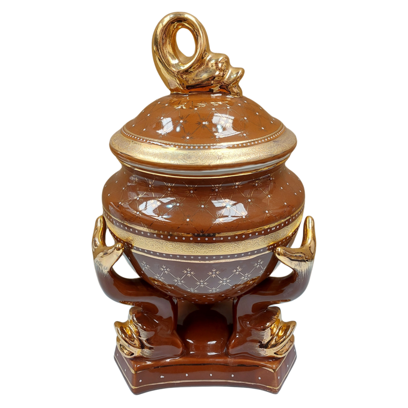 Sopera Porcelana base Peces 40 x 25 cm (Marron con dorado) 16 in